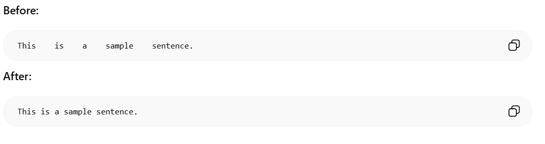 Example of remove unnecessary spaces